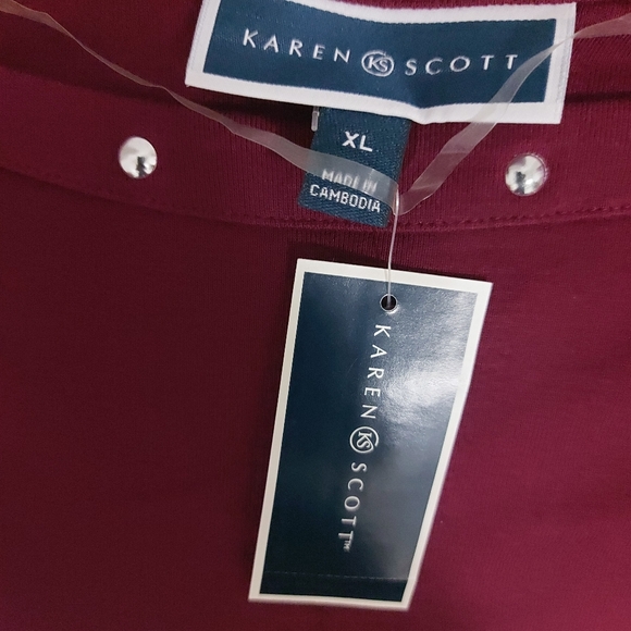 KAREN SCOTT Womens Long Sleeve Crop Neck Top Shirt - Picture 4 of 5